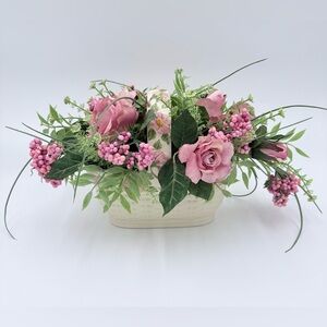 Vintage RARE Franciscan Desert Rose 3D Basket Portugal 9.5”x 8.5” EXCELLENT